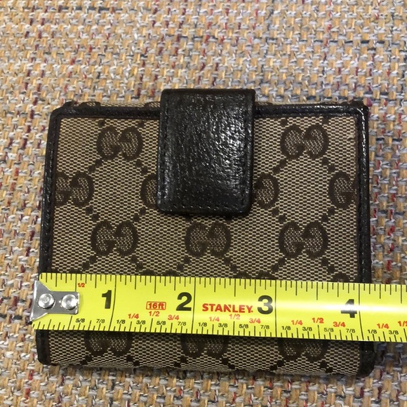 SOLD  GUCCI Men GG Trifold Canvas Jacquard Wallet Brown Leather - Picture 8 of 17